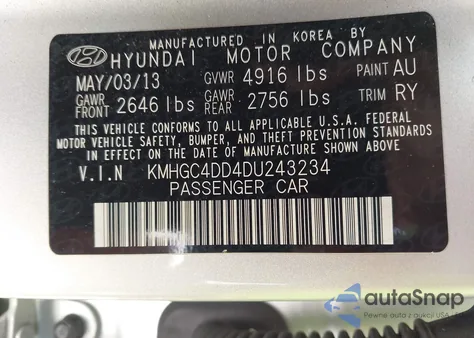 2013 Hyundai Genesis 3.8 z USA, uszkodzony, nr VIN KMHGC4DD4DU243234
